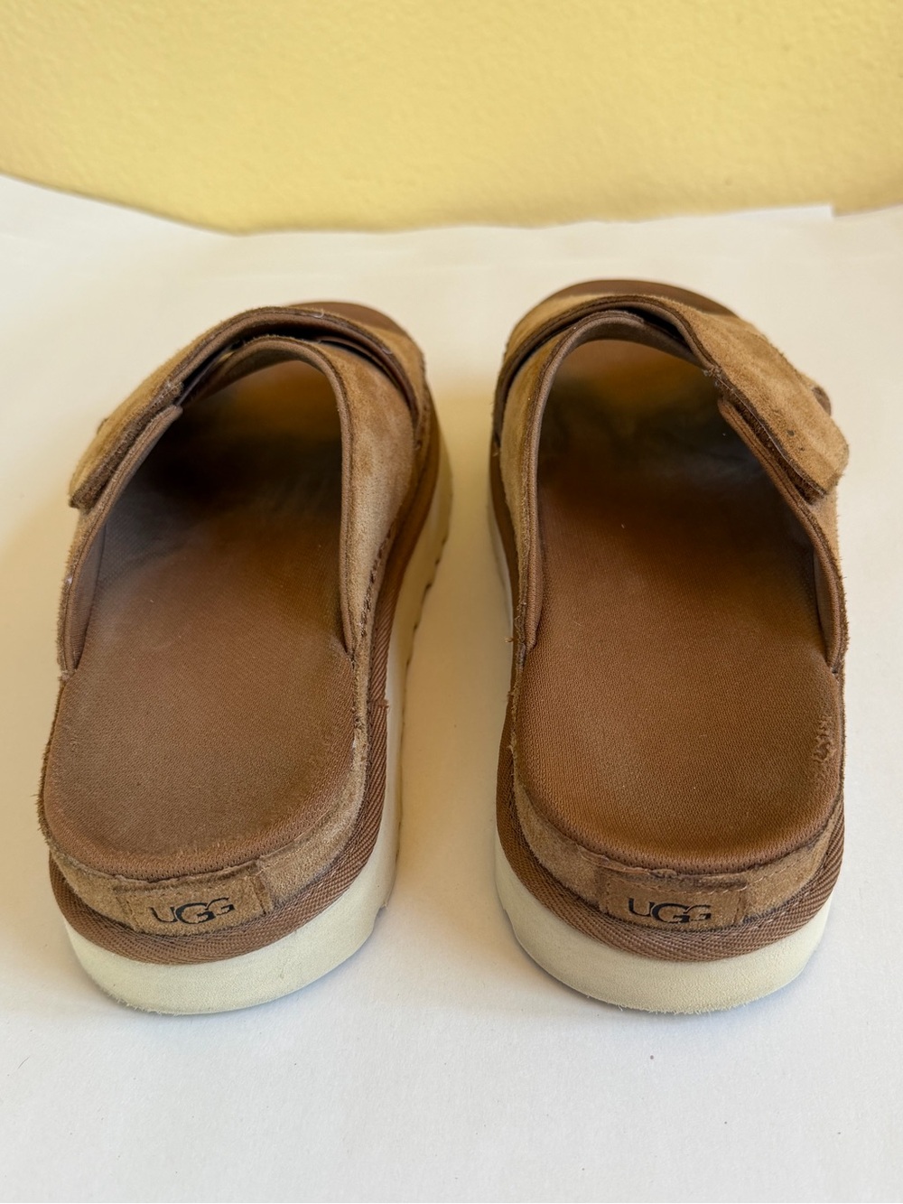 UGG Goldenstar Cross Slide Sandals Chestnut Suede Platform Women’s 9 - Picture 10 of 13